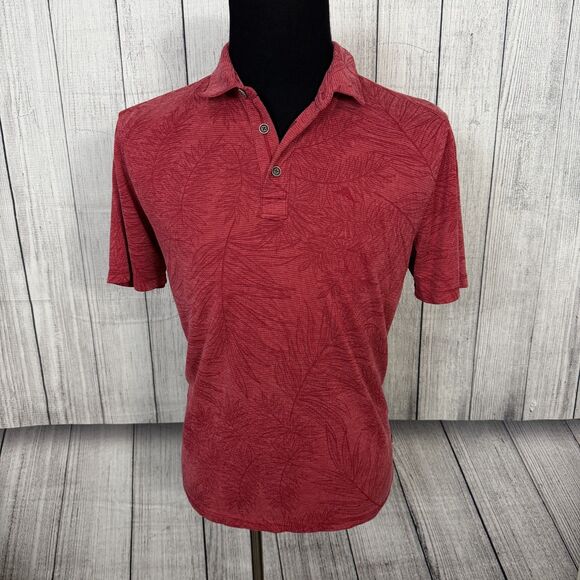 Tommy Bahama Men's Large Red Floral Tencel Modal Blend Short Sleeve Polo Shirt - Picture 1 of 6